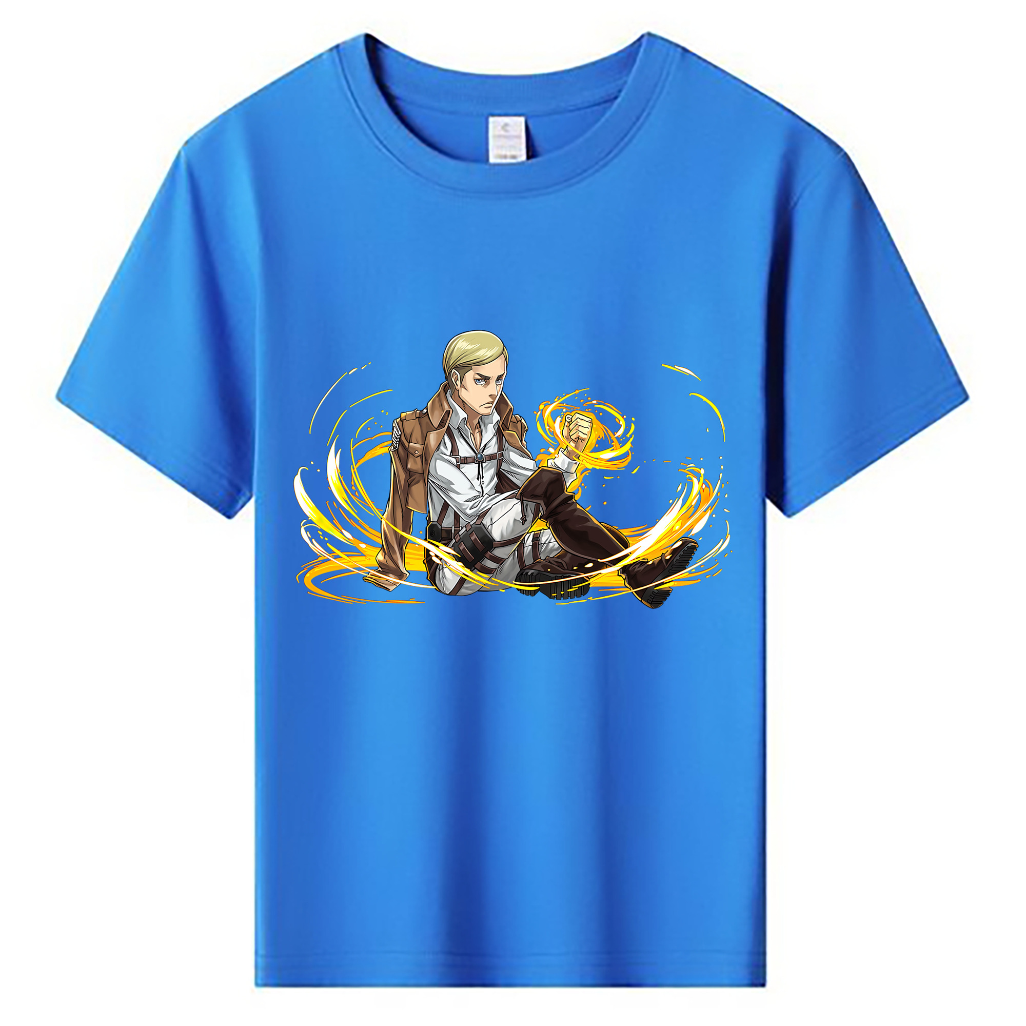 （画像用） 進撃の巨人 エルヴィン・スミス Attack on Titan Erwin Smith 綿100％キッズTシャツ（フロントプリント）
